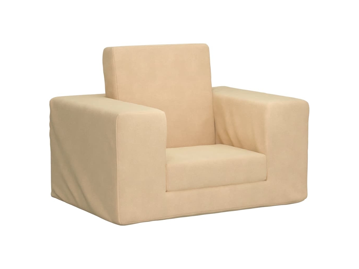 Vidaxl Sofá-cama Infantil Pelúcia Macia Cor Creme