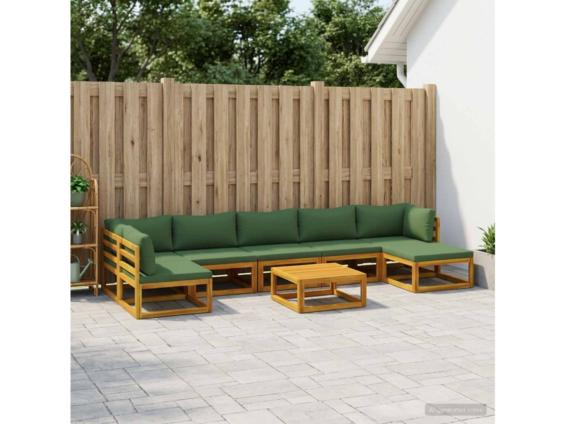 Vidaxl Conjunto De Sofás 8 Unid. Natural Madeira Sólida De Acácia