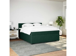 Vidaxl Cama Com Molas/colchão 180x200 Cm Veludo Verde-escuro