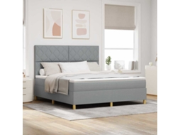 Vidaxl Cama Box Spring Led Cinzento-claro 180 X 200 Cm Tecido