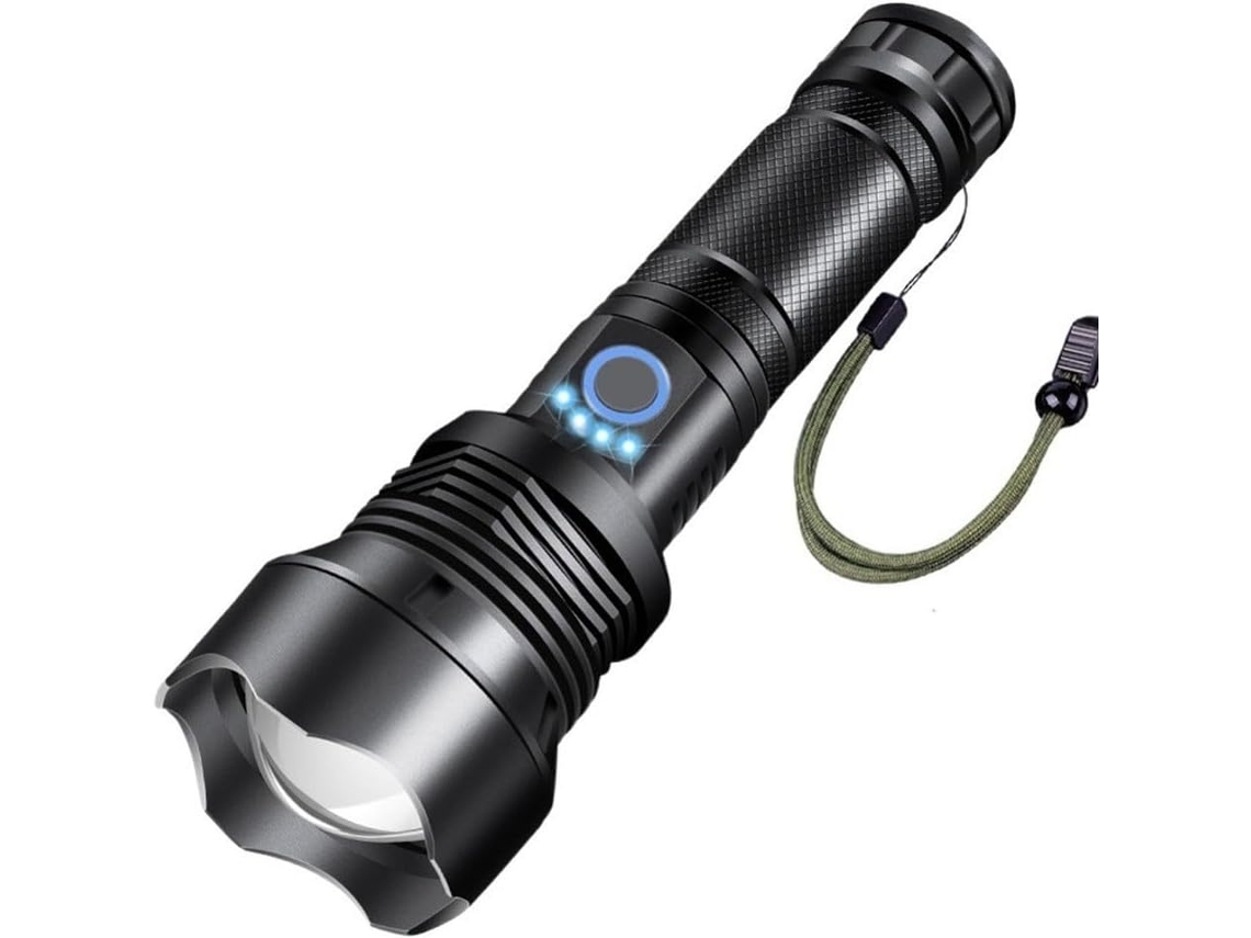 Lanterna De Led Recarregável Xhp70 De 3500 Lúmens Com Carregamento Usb E Zoom.