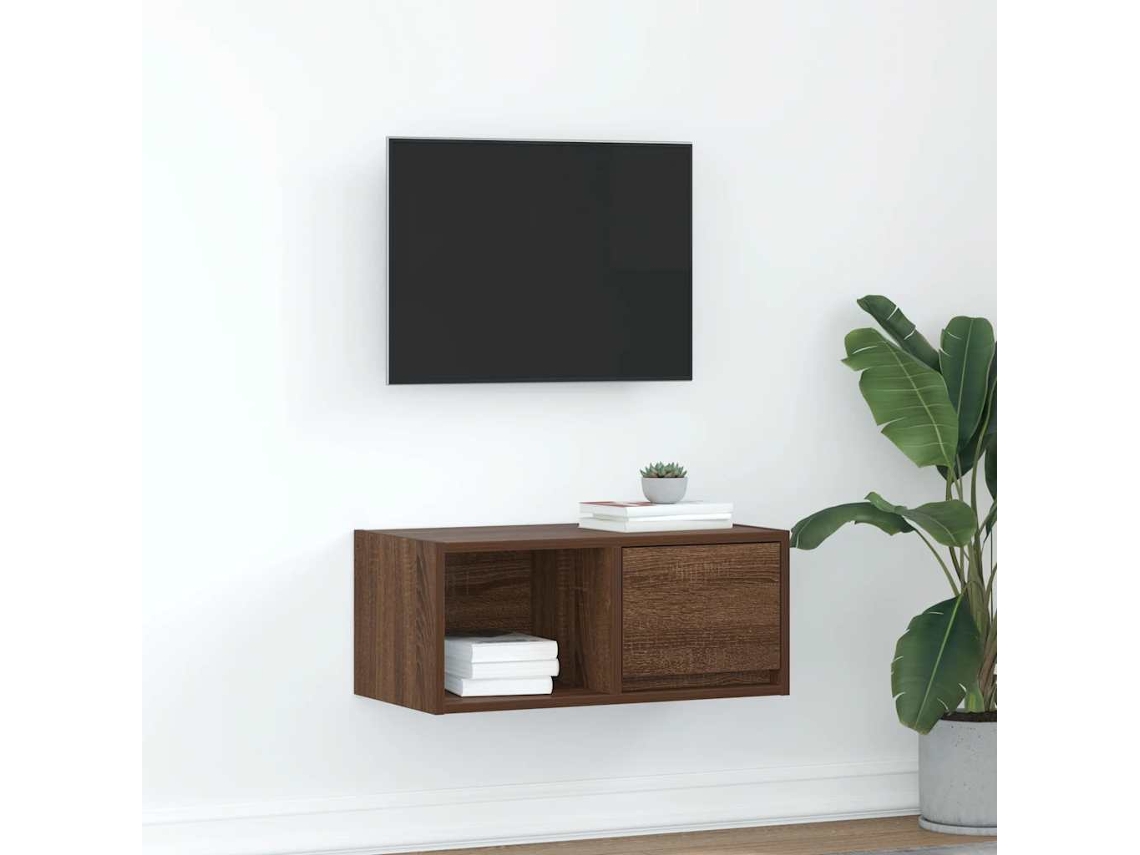 Móvel Para Tv 60x31x25,5cm Derivados Madeira Carvalho Castanho Dkd Home Decor