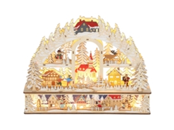 Vila de Natal iluminada com 20 LEDs, em arco, movida a pilhas 45x10x35 cm natural S/MARCA