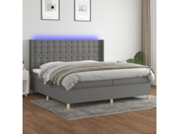 Vidaxl Cama Box Spring C/ Colchão E Led 200x200 Cm Tecido Cinza-escuro