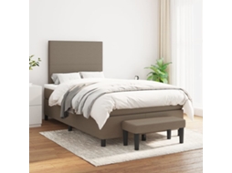 Vidaxl Cama Com Molas/colchão 120x200 Cm Tecido Castanho-acinzentado