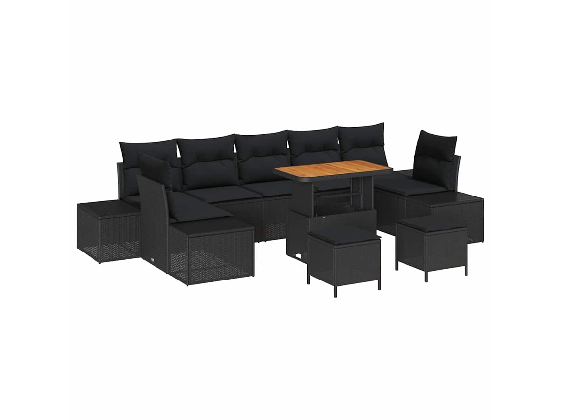 Maison Exclusive - Conjunto De Sofá De Jardim 10 Pcs Preto Rattan Sintético