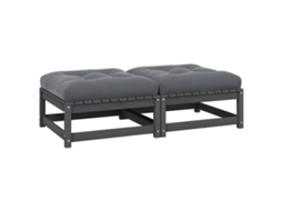 Vidaxl Apoio De Pés Jardim C/ Almofadões 2 Pcs Pinho Maciço Cinzento