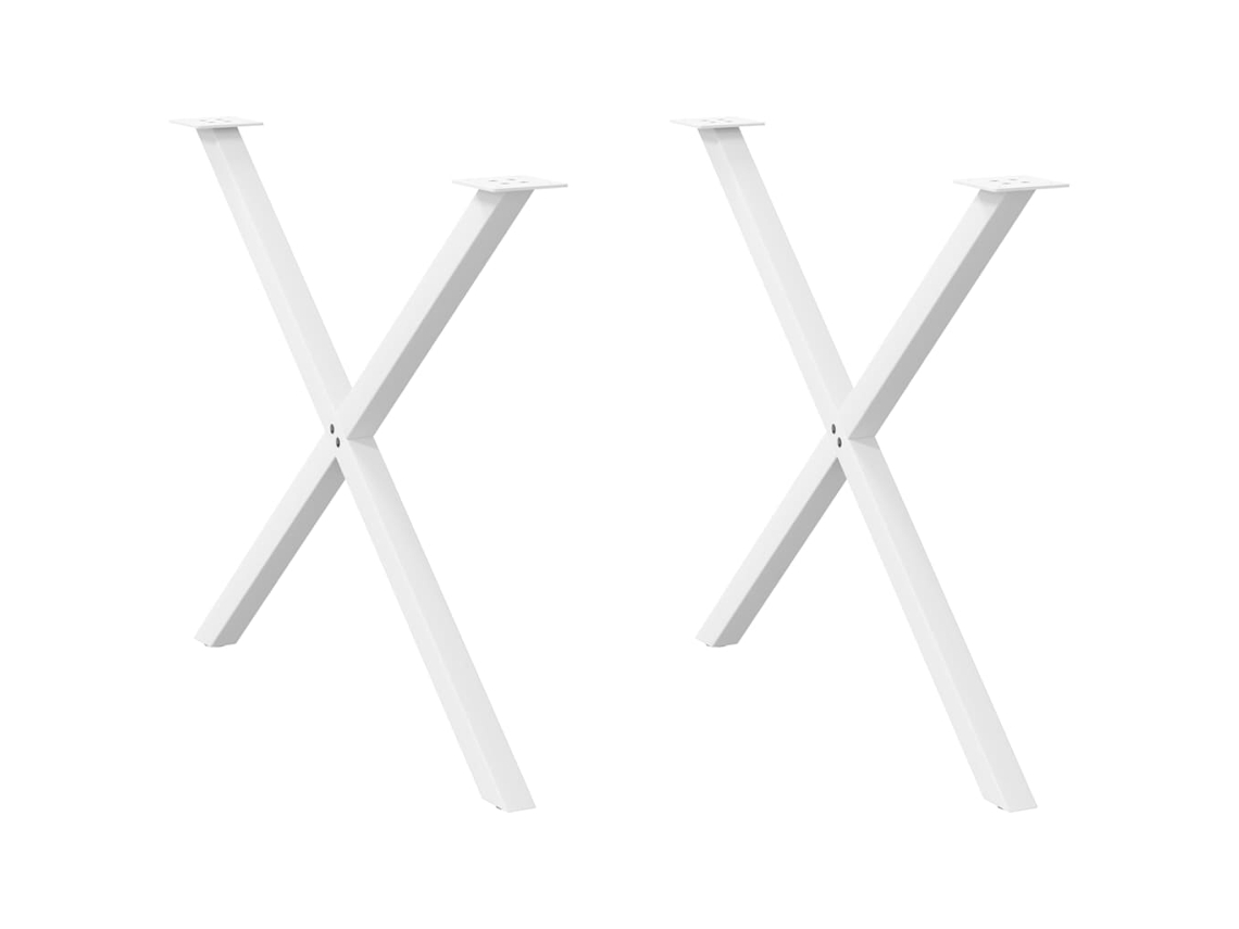 Vidaxl Pés Para Mesa De Jantar Em Formato De X, 2 Peças, Branco, 90x (72-73) Cm, Aço