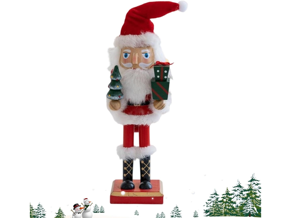 Quebra-nozes De Madeira Papai Noel 27cm Para Escritório |