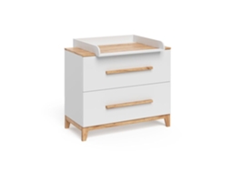 Mesa de Trocador Malia, 108x98cm com 2 Gavetas, Branco VICCO
