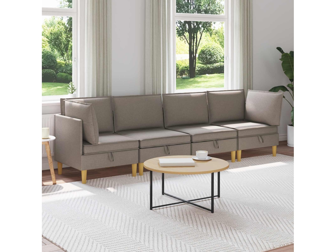 Vidaxl Conjunto De Sofá Modular Com Armazenamento 4 Pcs