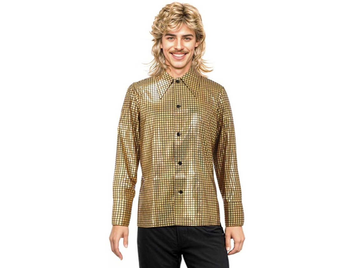 Camisa Disco Bling Dourada Masculina