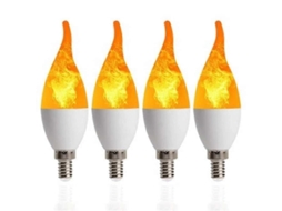Pacote Com 4 Lâmpadas E14 3w Com Chama, 3 Modos, Candelabro, Luz Branca Quente, Compatível Com Halloween Brilvibera