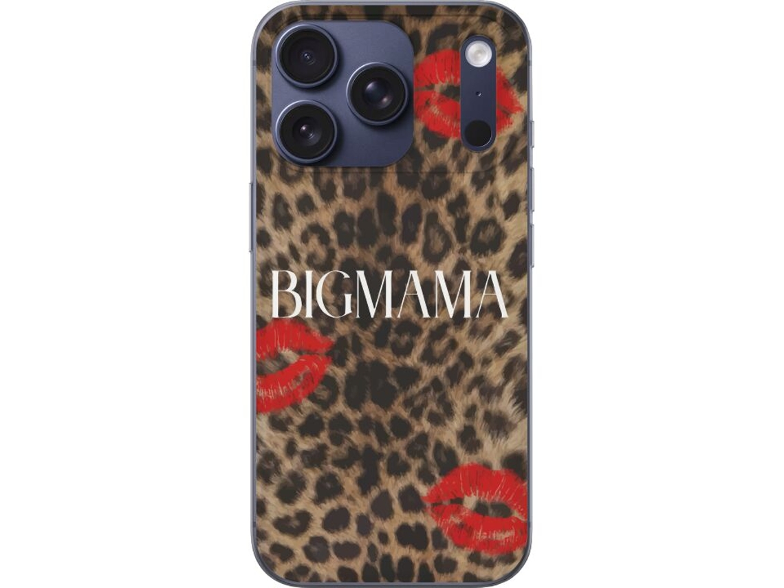 Capa Para Celular Compatível Com Apple Iphone 17 Pro Com Estampa De Leopardo, Lábios Vermelhos E Texto. Design Moderno E Expressivo.