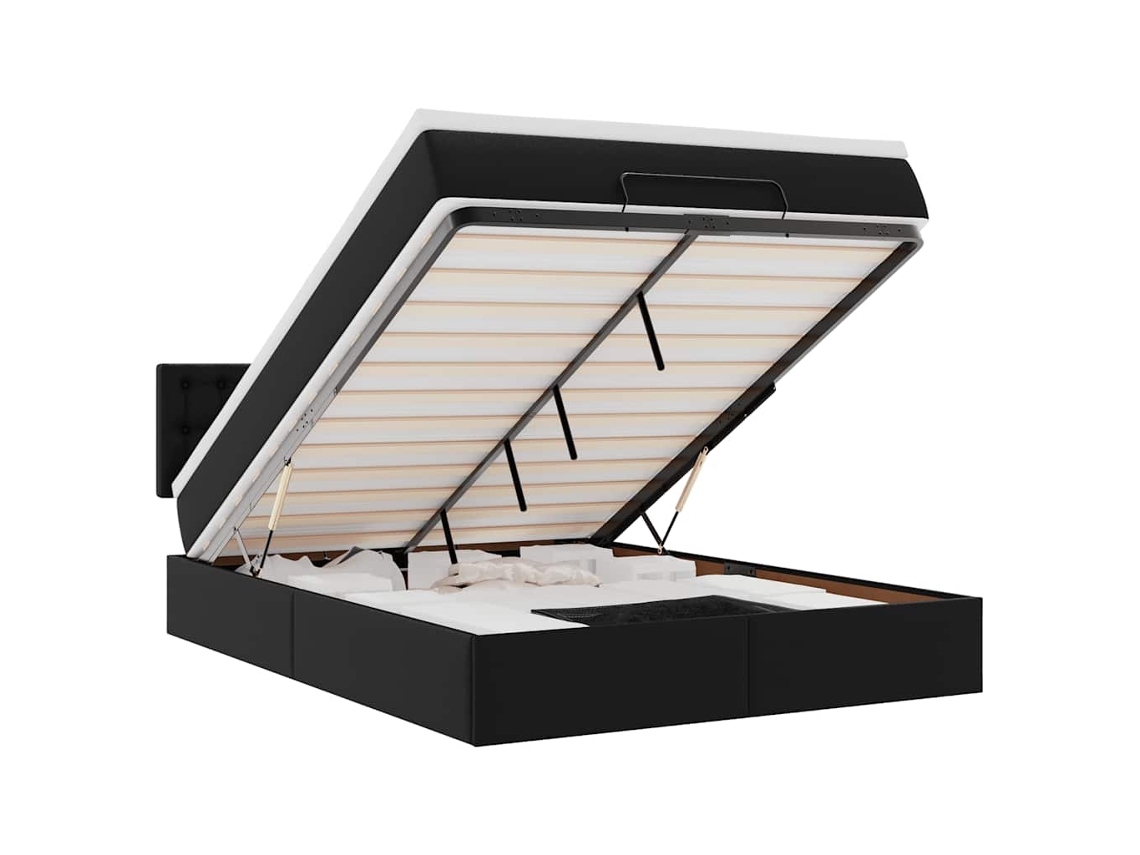 Estrutura da cama otomana VIDAXL Preto Couro Artificial (140x190 cm)