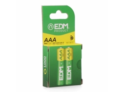 Pilhas recarregáveis Edm 38722 Eco Series AAA HR03 950mA 950mAh 1,2V AAA R03 (pacote com 2)