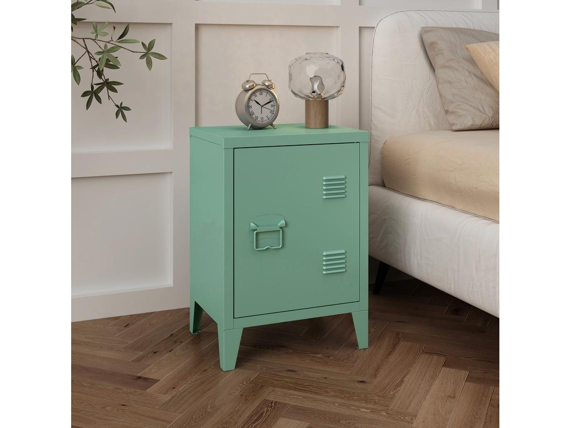 Mesa de cabeceira Inari com fechadura magnética 57 x 40 x 30 cm aço - Verde pastel mate [EN.CASA]