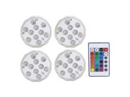 4pcs Lâmpada Submersível Rgb Ip68 16 Cores com Controle Remoto Ir 24 Teclas para Piscina e Decoração | S/MARCA