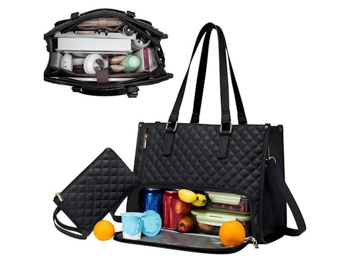 Bolsa Térmica Para Almoço, 15,6 Polegadas, Cor Preta, À Prova De Vazamentos, Compatível Com Computador Portátil, Design 2 Em 1