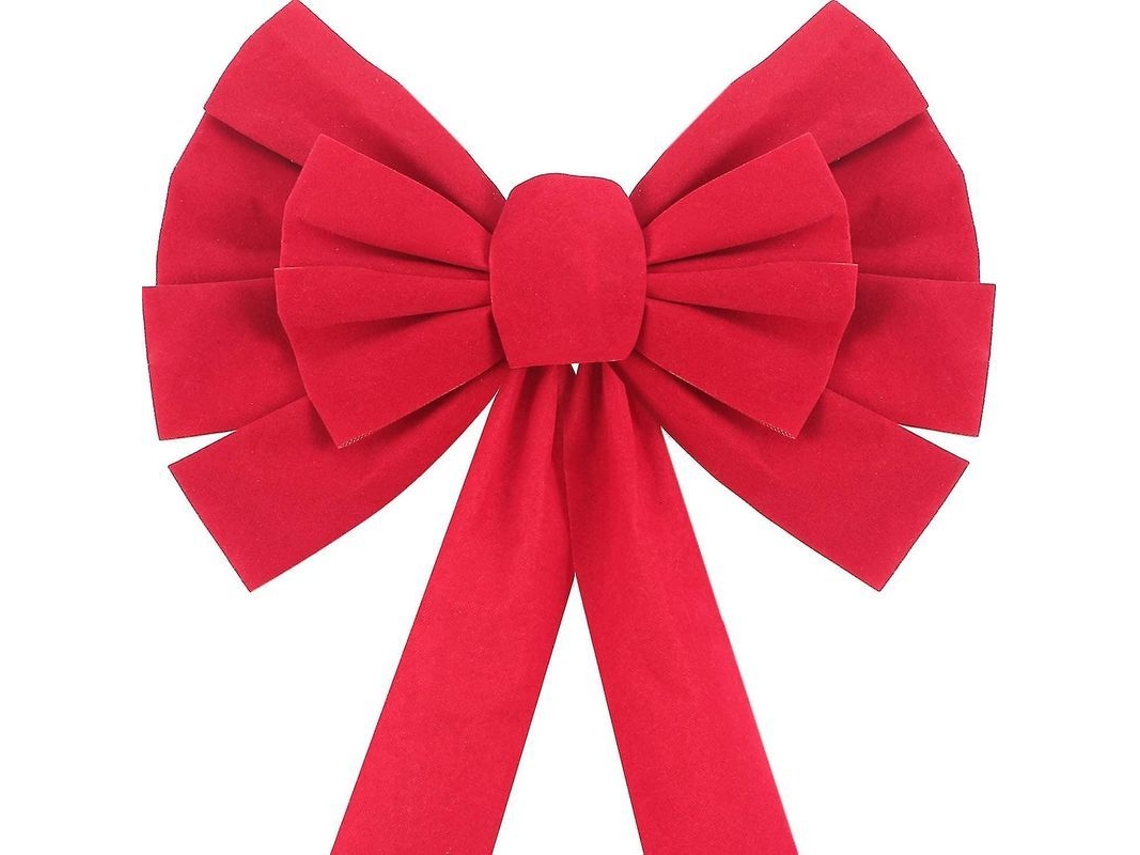 6 Laços Longos de Veludo Vermelho para Decoração de Natal, Guirlandas e Árvores, Uso Interno e Externo