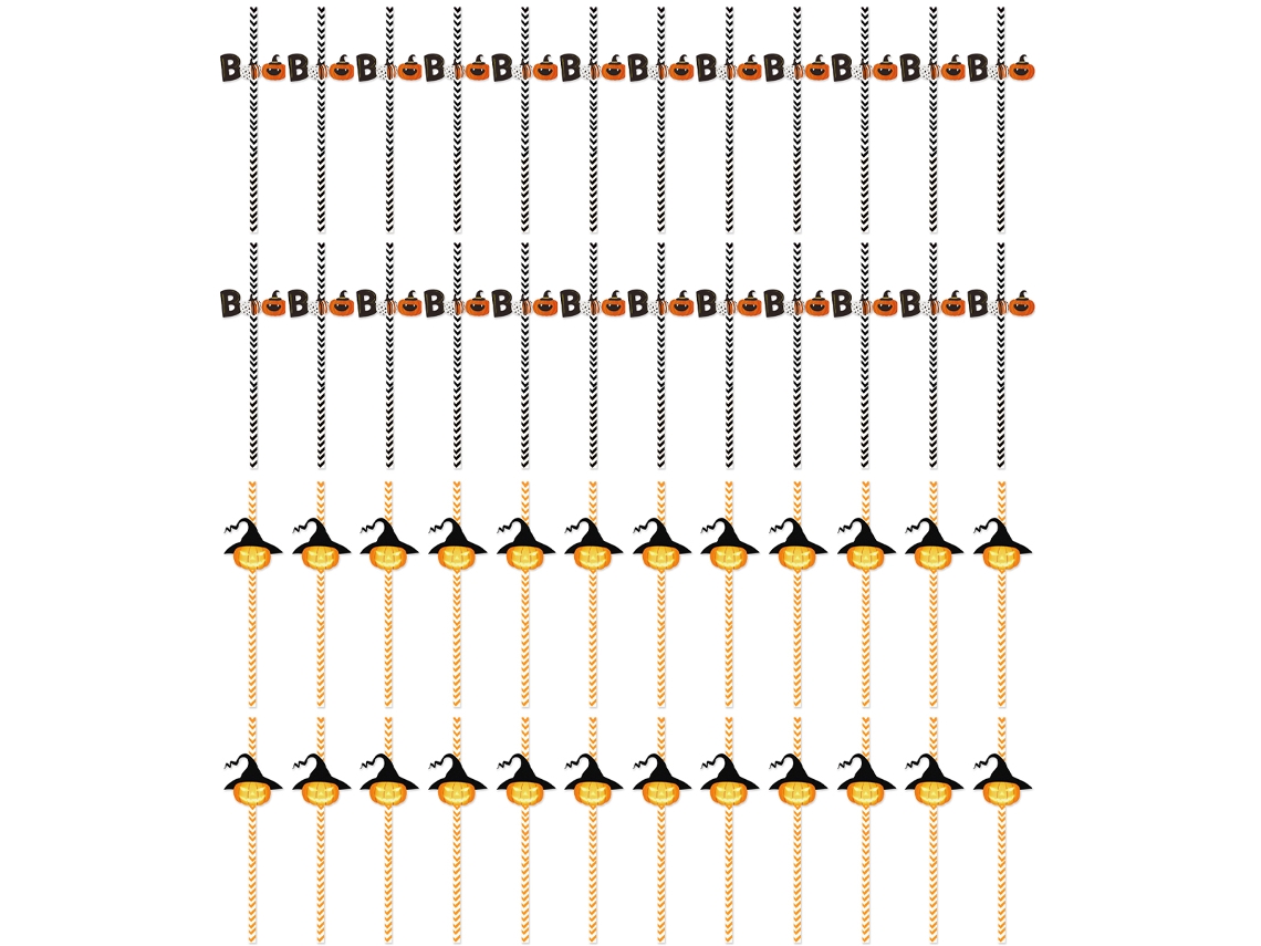 48 Pcs Canudos de Papel para Halloween Decoração com Padrões de Fantasmas NEVEANCE
