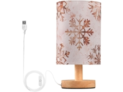 Abajur De Natal Mnsruu Para Quarto E Sala Estar, Com Estampa De Floco Neve Em Ouro Rosa, Luminária De Cabeceira Com