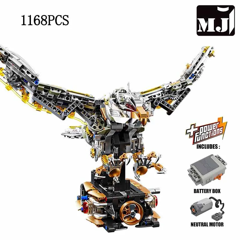 Conjunto De Blocos De Montar (elétrico) Com 1168 Peças, Representando Uma Águia Mecânica.