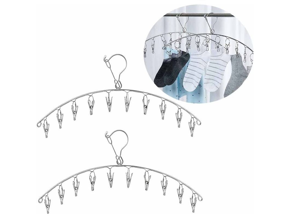 Rack de Secagem Nova Line para socks e roupas íntimas, aço inox, 10 ganchos, plegável | S/MARCA