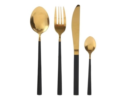 Mesa de talheres em aço inoxidável Chic - SABOR E DEGUSTAÇÃO - 16 peças - Amarelo - H. 20,5 cm - Compatível com máquina de lavar louça