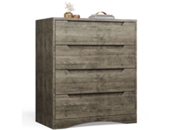 Cômoda escandinava 4 gavetas - MDF - Castanho escuro - 1 peça - 71 x 41 x 82 cm