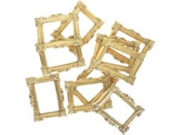 Conjunto 10 Miniaturas Molduras Douradas Resina Estilo Europeu Decoração Bonecas Diy Acessórios Micro GOKOCO