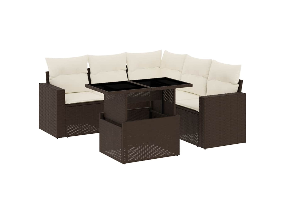 Conjunto de 6 Sofás Jardim com Almofadões Vime Pe Castanho MAISON EXCLUSIVE (80x200 cm)