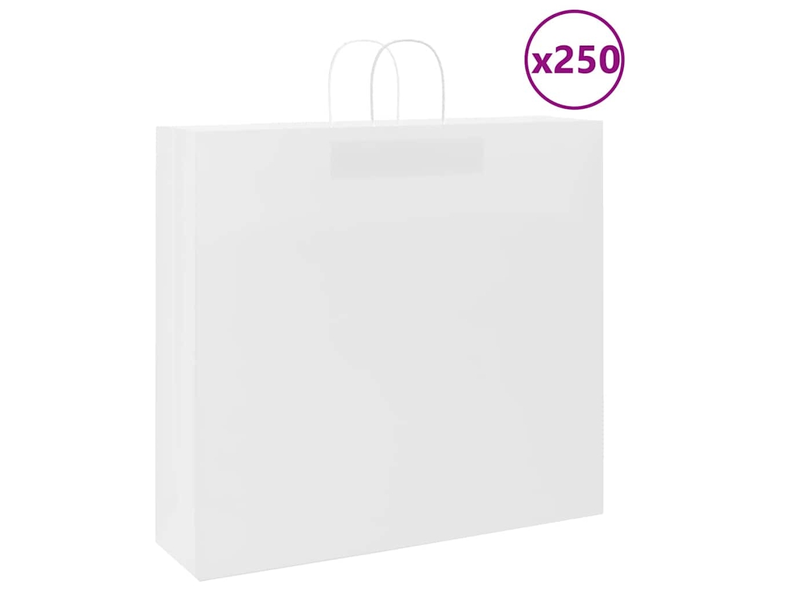 Vidaxl Sacos De Papel 250 Unid Com Alças Branco 54x15x49 Cm