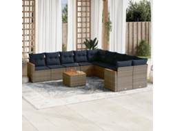 Vidaxl Conjunto De Sofá De Jardim Com 11 Peças E Almofadas Em Rattan Sintético Cinza