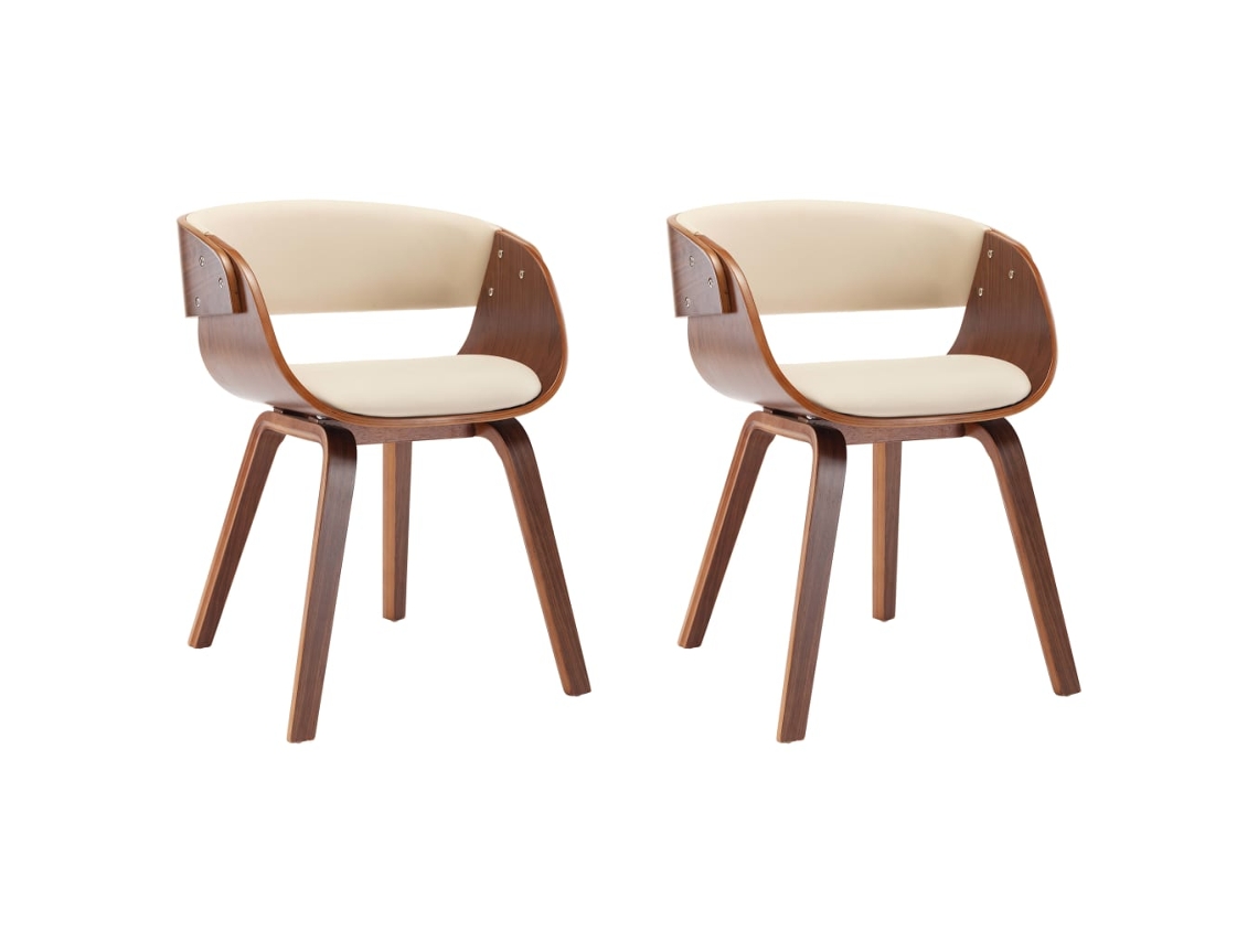 Cadeiras de Jantar MAISON EXCLUSIVE 2 Pcs Madeira Curvada com Couro Artificial Creme