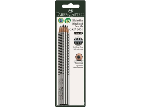 FABER-CASTELL Lápis de Grafite GRIP 2001, Minas HB, Corpo Triangular Prateado com Pega