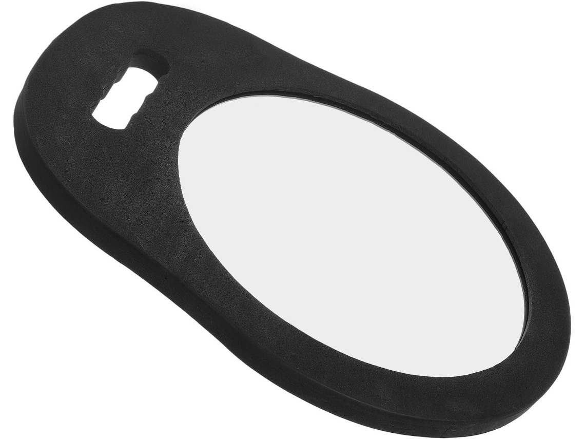 Espelho de mão grande com capa ergonômica de espuma resistente a quebras.