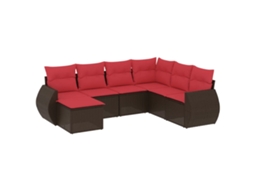 Conjunto de Sofá de Jardim, 7 Peças, Almofadas, Rattan Preto MAISON EXCLUSIVE