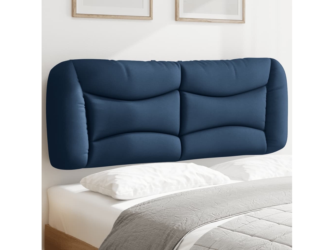 Vidaxl Almofadão De Cabeceira Hvar 140 Cm Tecido Azul