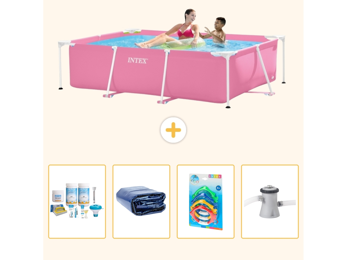 Intex Piscina Com Estrutura Retangular - 220x150x60 Cm - 5-peças S108