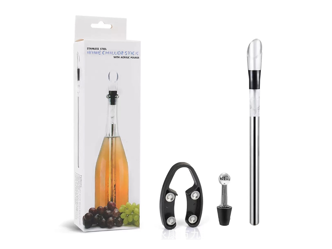 Conjunto De 2 Resfriadores De Vinho Em Aço Inoxidável Com Haste E Aerador sc