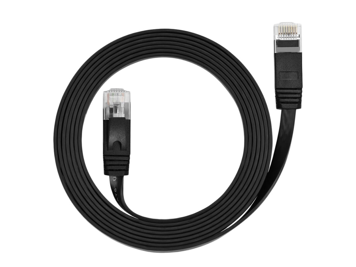 Cabo Ethernet Cat6 Flexível E Plano Com Conector Rj45 Para Roteador E Computador.