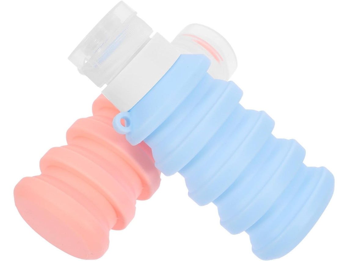 Conjunto De 2 Garrafas De Viagem Dobráveis Em Silicone