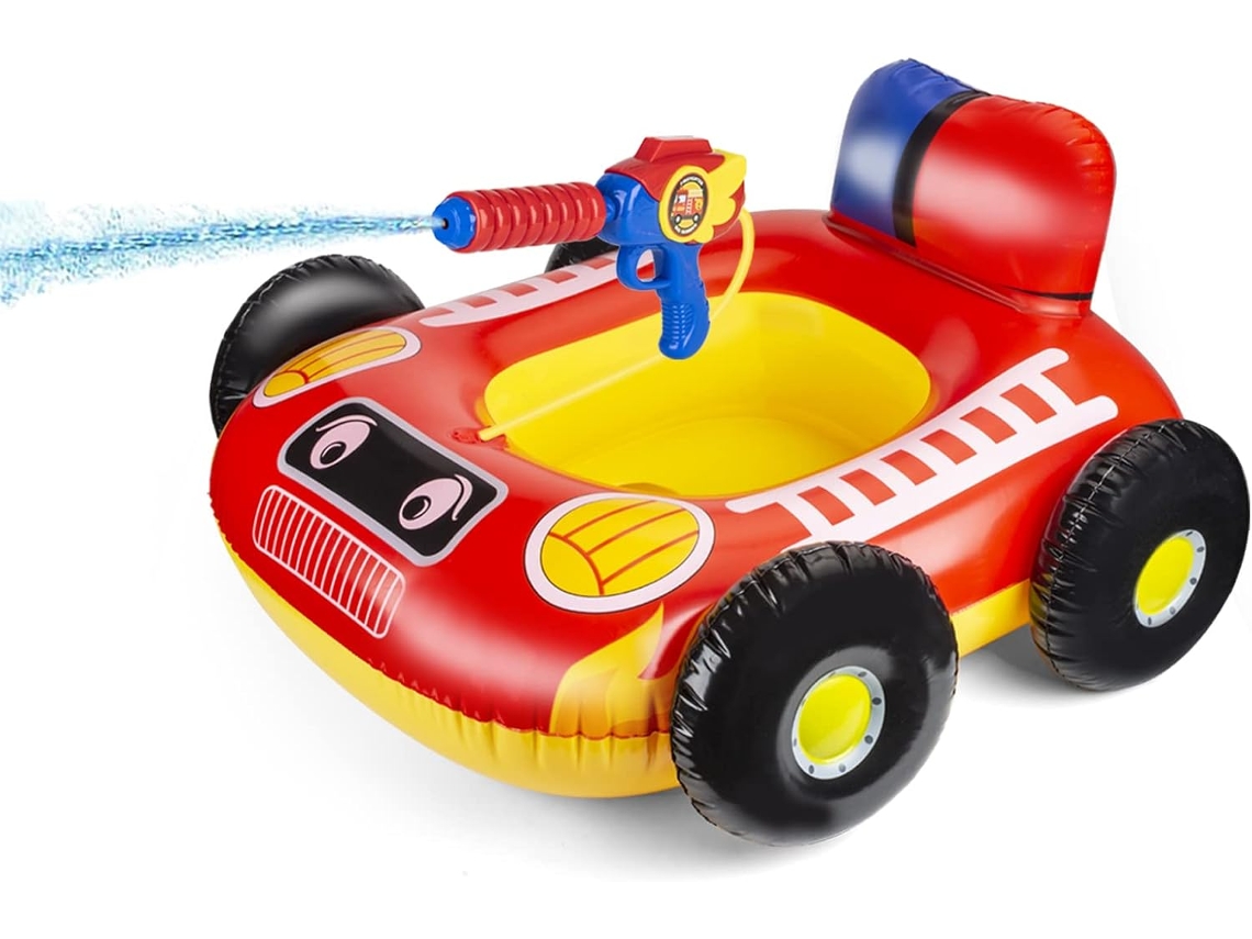Boia Inflável Para Piscina Infantil, Caminhão De Bombeiros Com Pistola D'água - Brinquedo Divertido Crianças 4 A 6 Anos, Meninos -aquaforge