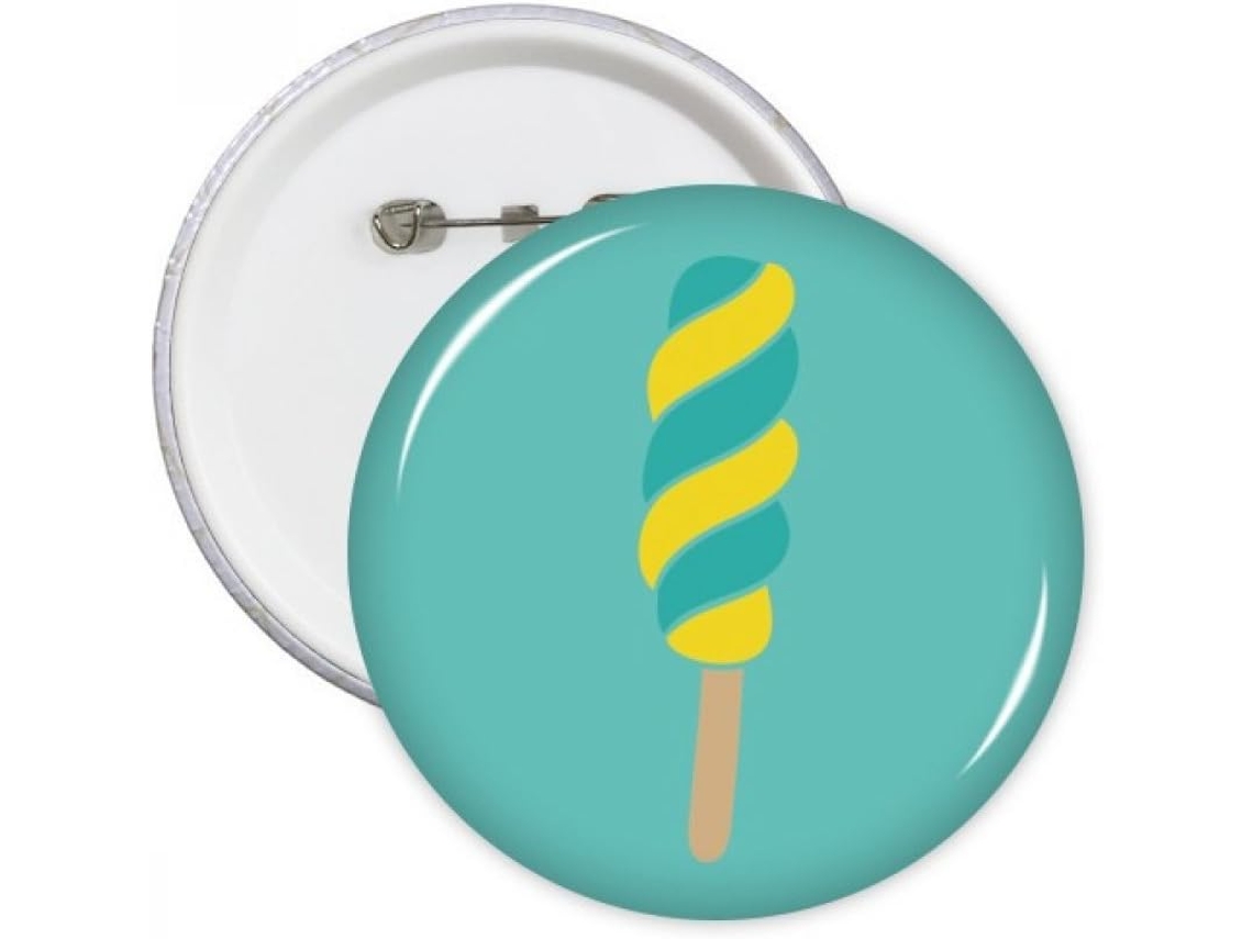 Broches Redondos em Espiral Amarelo e Verde com Formato de Sorvete, 5 Peças, Pequenos, Multicoloridos, para de