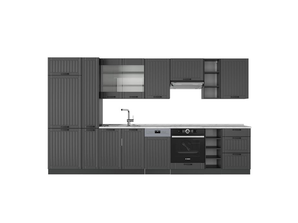 Fame Line De Cozinha, 355cm, Pt Mármore, Cinza Escuro, Antracite, Vicco