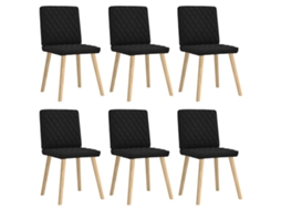 Vidaxl Cadeiras De Jantar 6 Pcs Tecido Preto