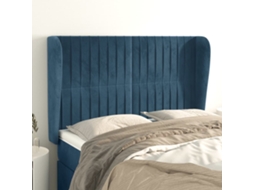 Cabeceira Camapainel De Cabeceira C/ Abas Veludo 147x23x118/128 Cm Azul Escuro Lovely Home