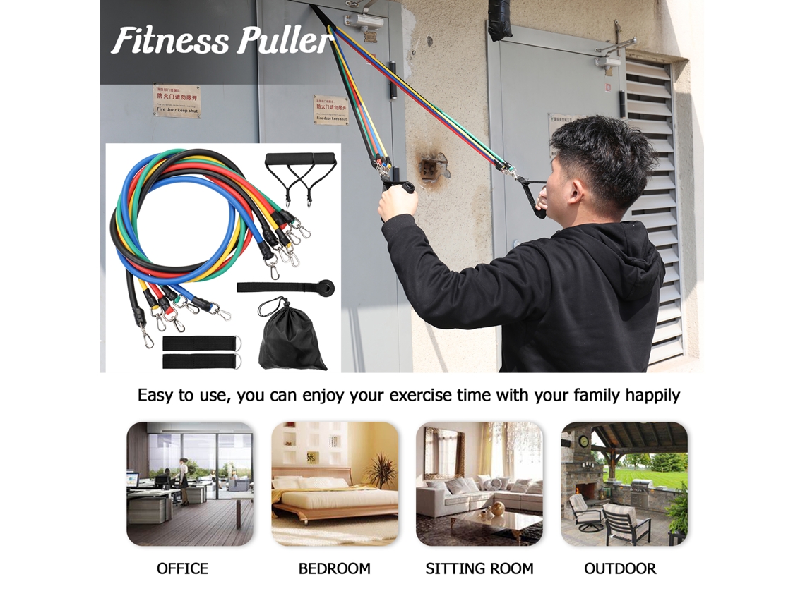 11 Pcs/set Corrente de Treino de Resistência Yoga para Força Muscular Fitness Puller com Bolsa de Armazenamento S/MARCA