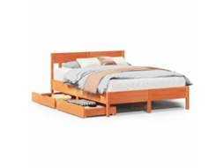 Cama Sem Colchão 135x190 cm Madeira Pinho Maciça Castanho mel MAISON EXCLUSIVE